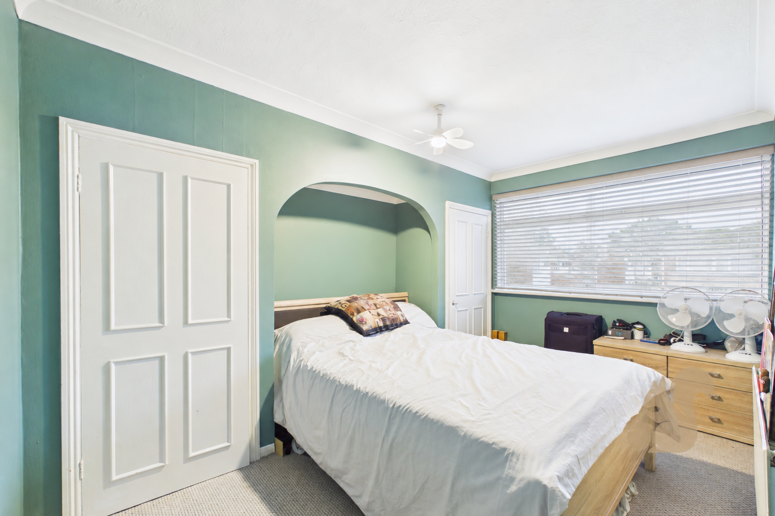 Tidy Sage Green Bedroom Interior