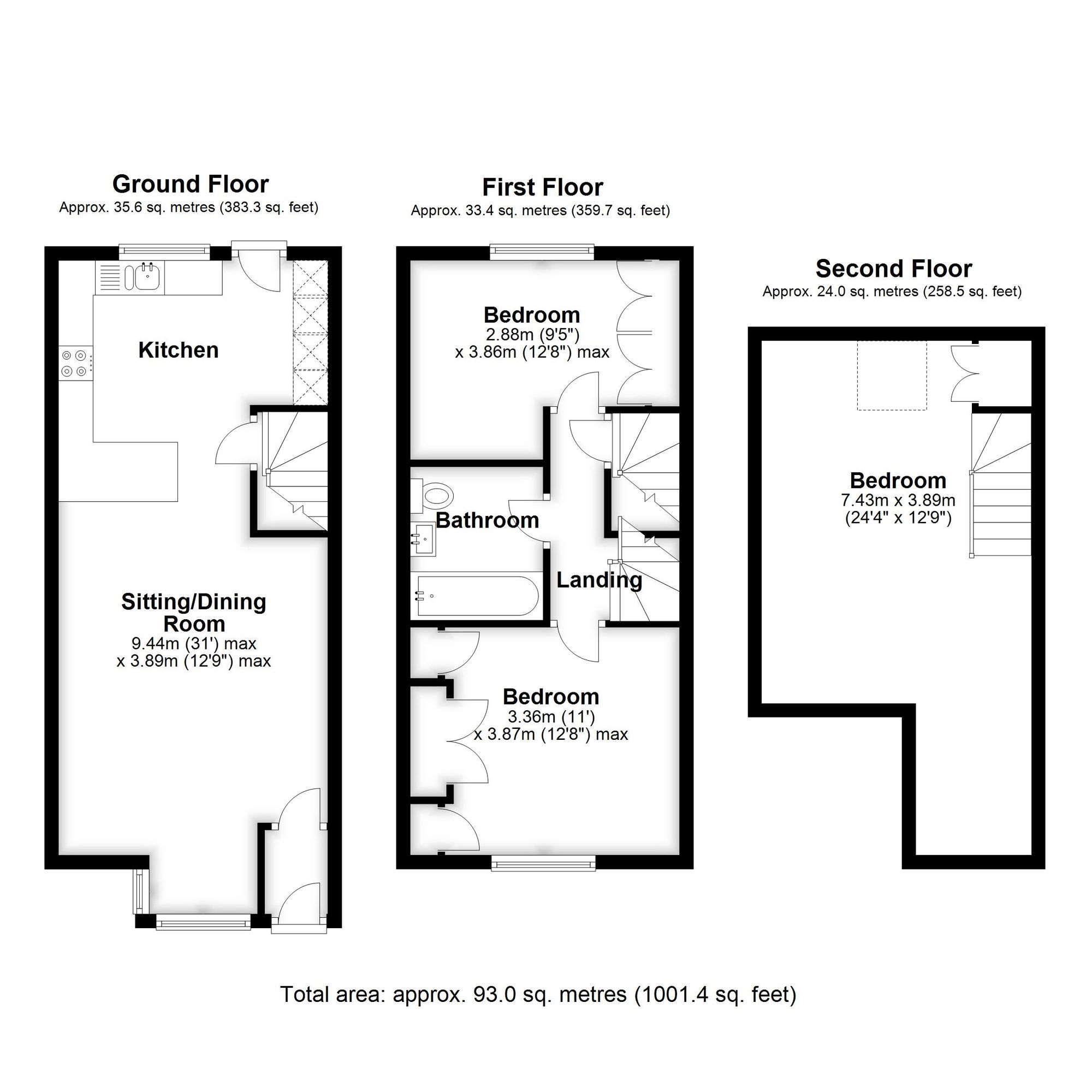 3 Bedroom House For Sale - Creamery Court, Letchworth Garden City, SG6 Floor Plan