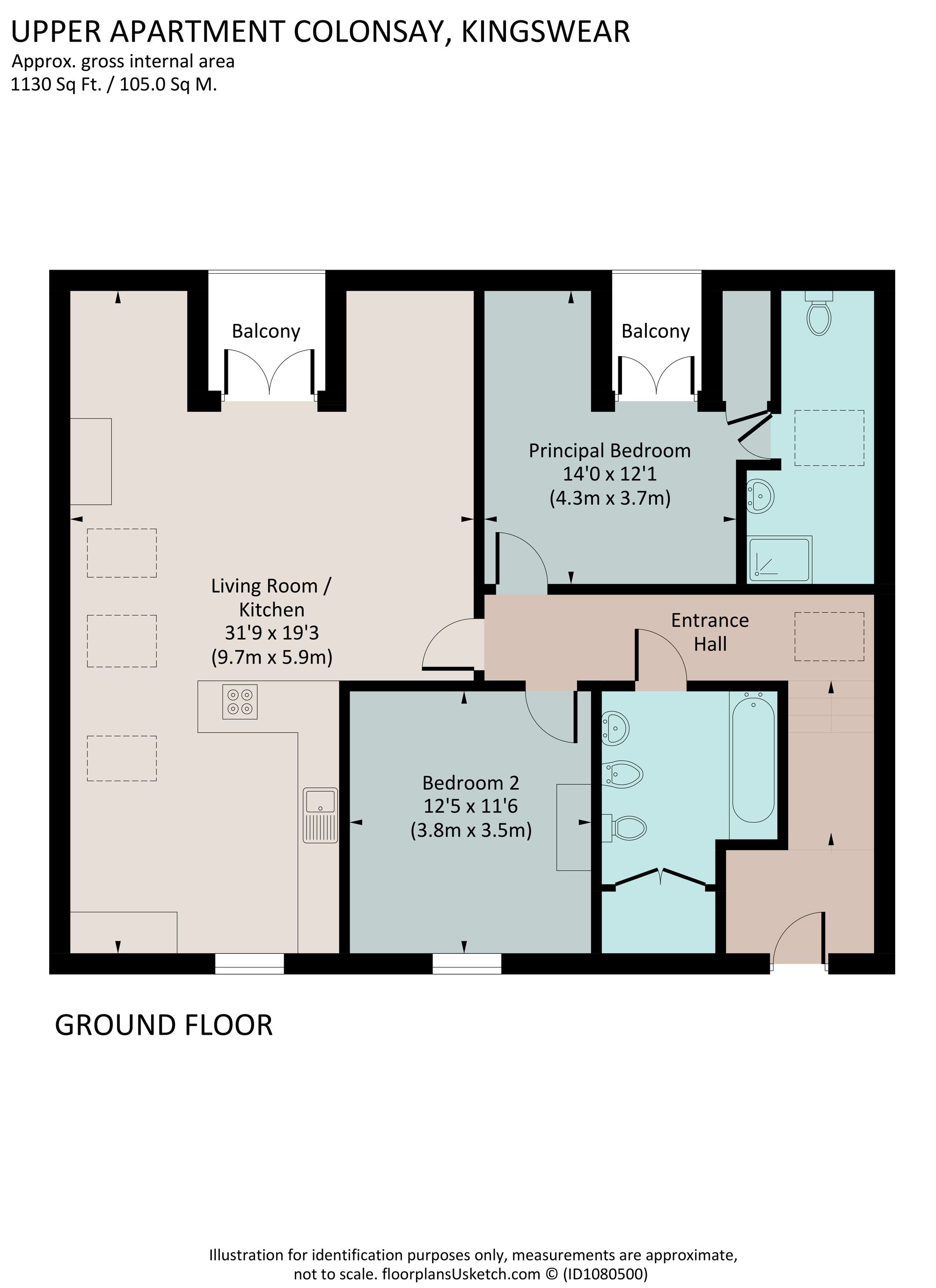 Upper Apartment Colonsay, Kingswear floorplan