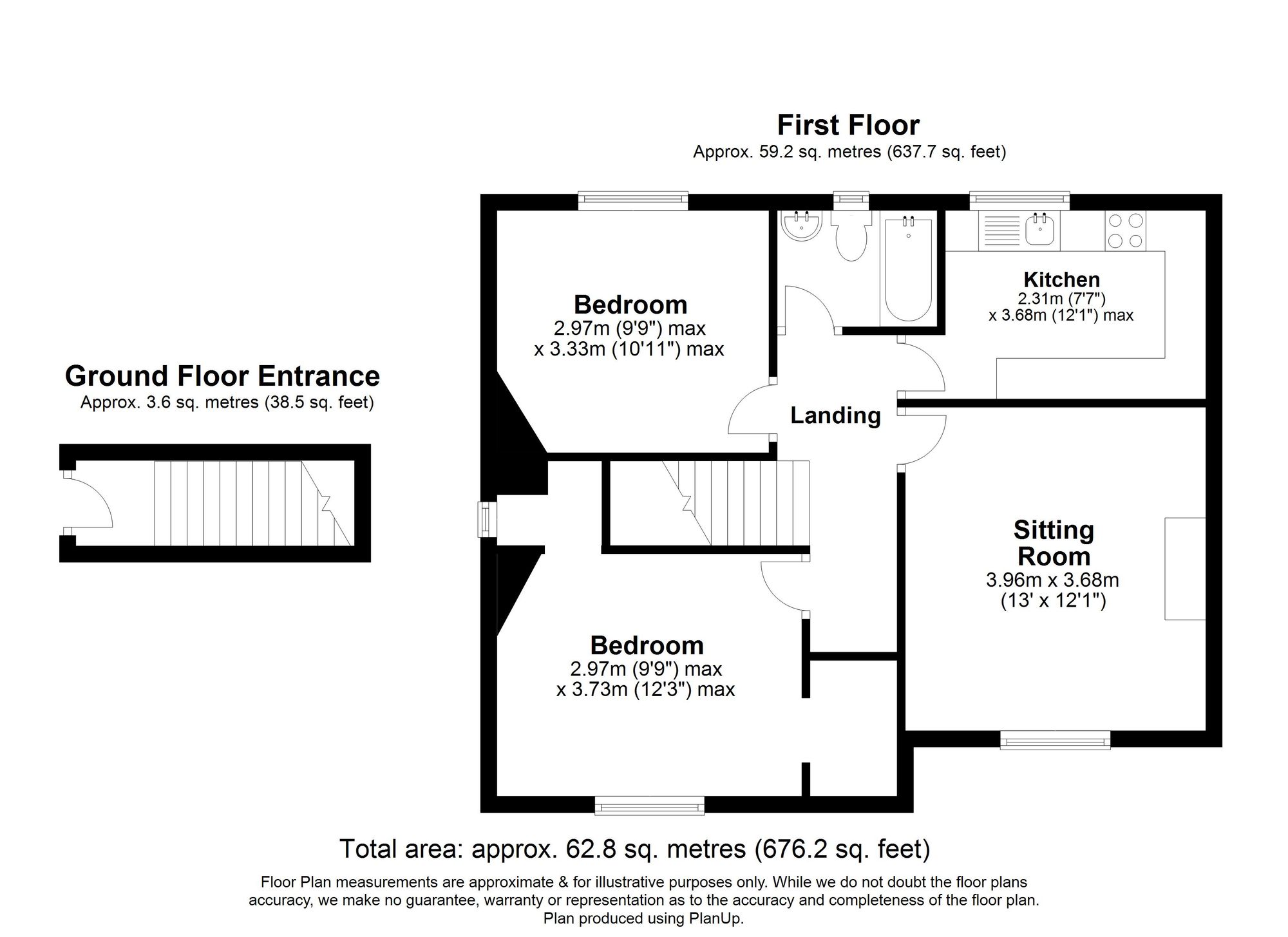 2 Bedroom Maisonette For Sale - Sturgeons Way, Hitchin, SG4 Floor Plan