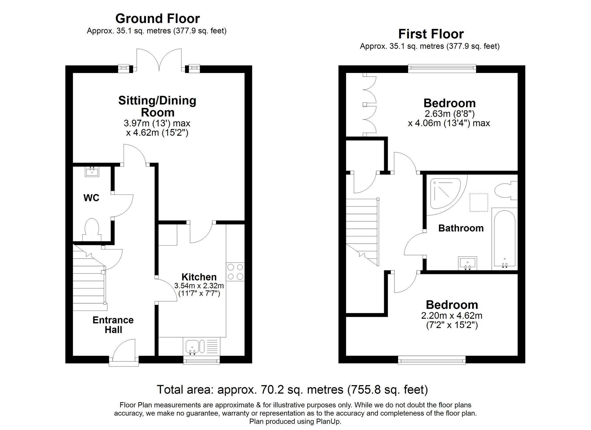 2 Bedroom  For Sale - Rowley Meadows, Langford, SG18 Floor Plan