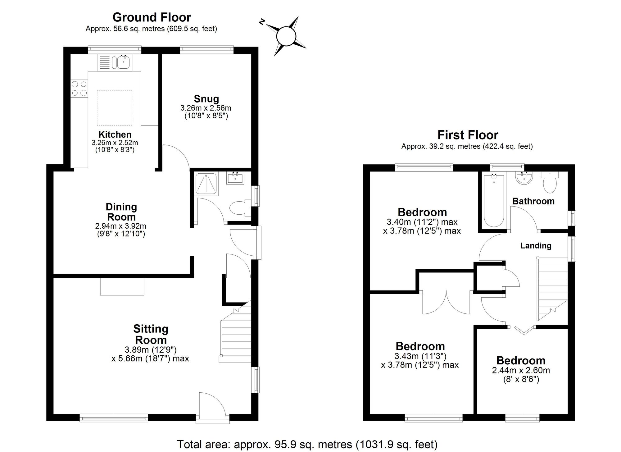 3 Bedroom House For Sale - Clarion Close, Offley, SG5 Floor Plan