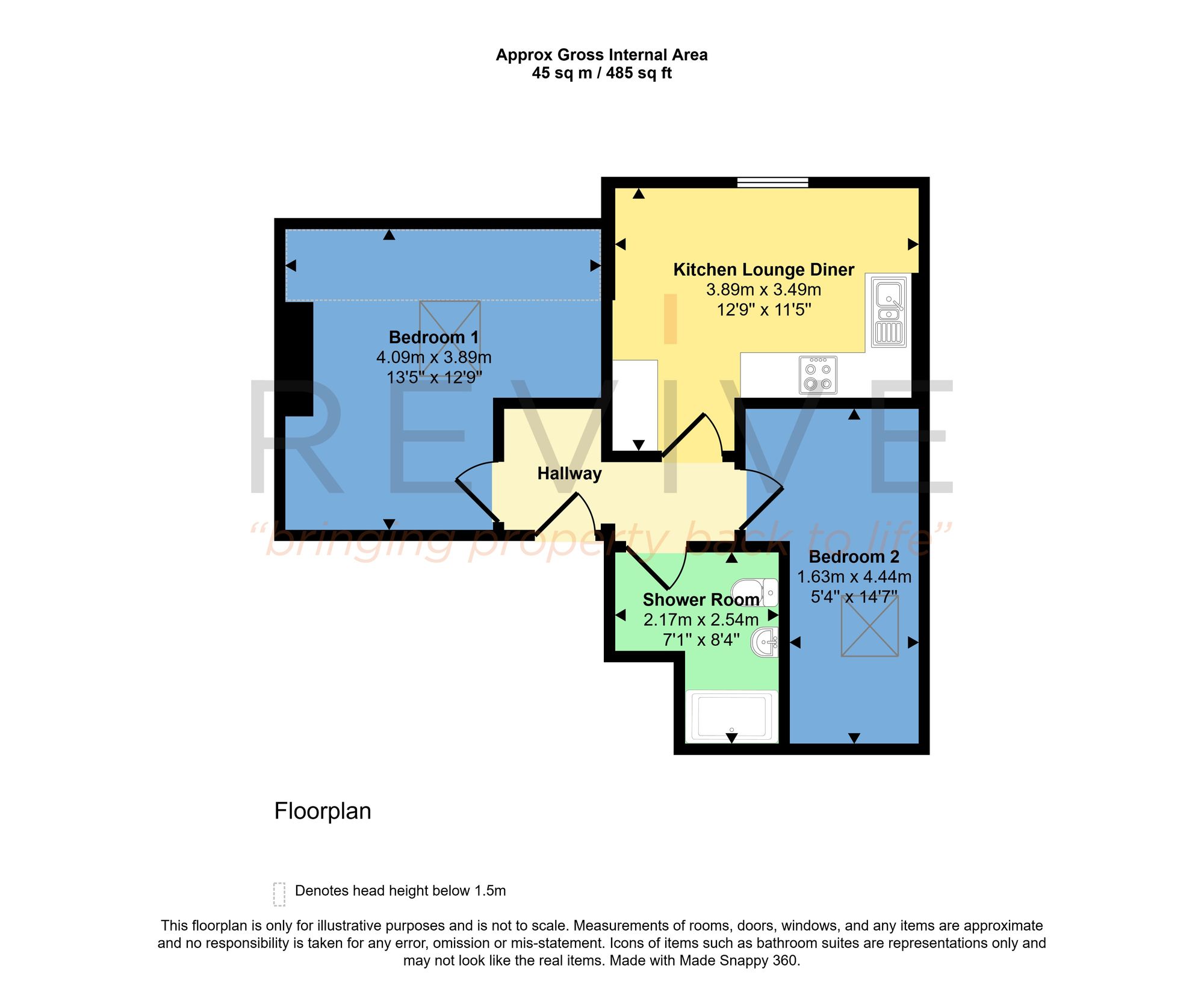Floor plan for 2 Bedroom Flat, 10 Woodland Road, Birkenhead, CH42