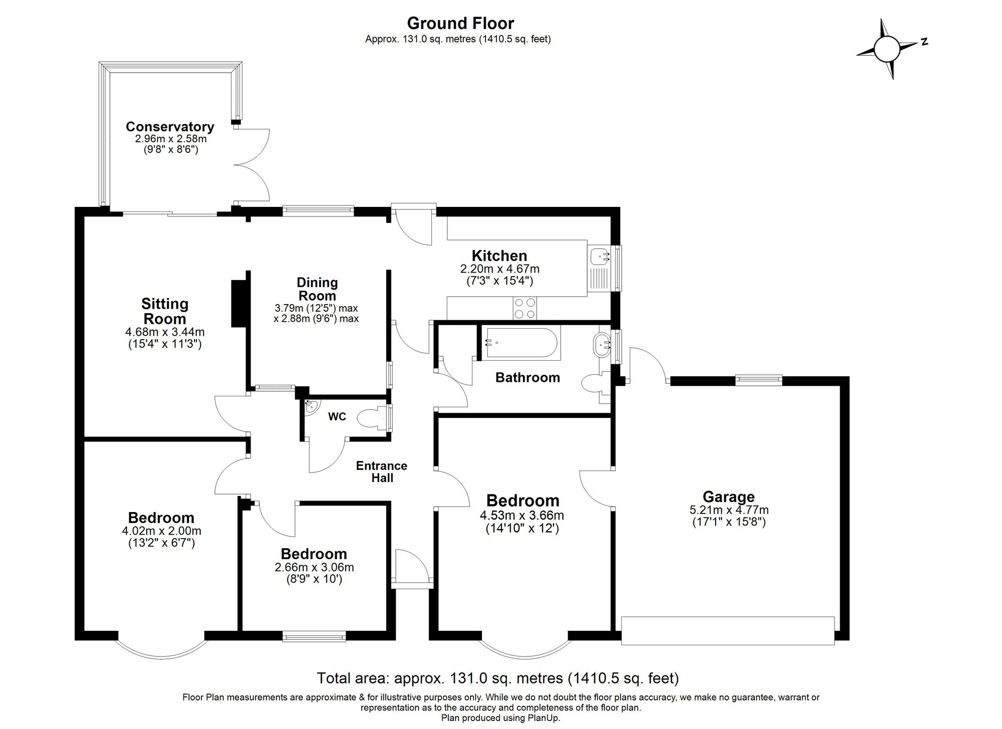 3 Bedroom Bungalow For Sale - Oakfield Avenue, Hitchin, SG4 Floor Plan