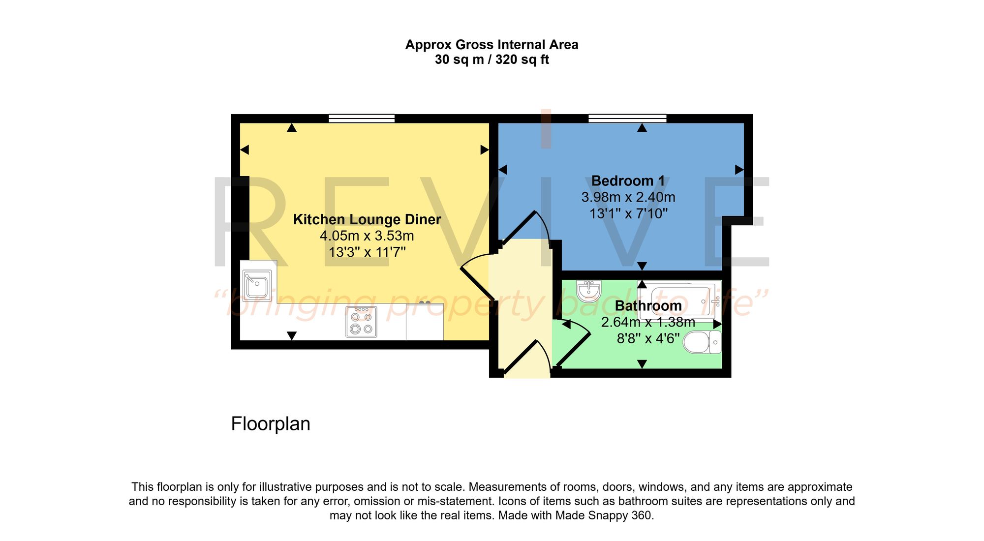 Floor plan for 1 Bedroom Flat, 10 Woodland Road, Birkenhead, CH42