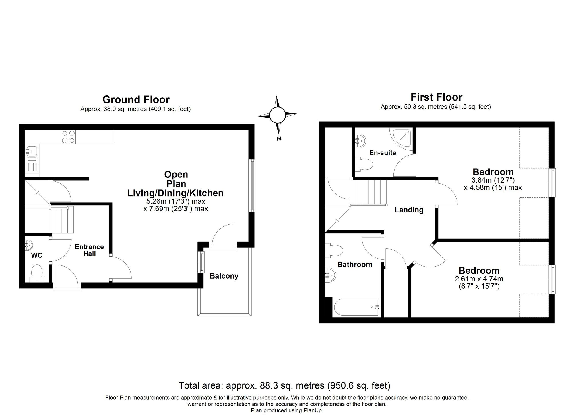 2 Bedroom Apartment For Sale - 15 Wallace Court Bancroft Hitchin SG5 1LN Floor Plan