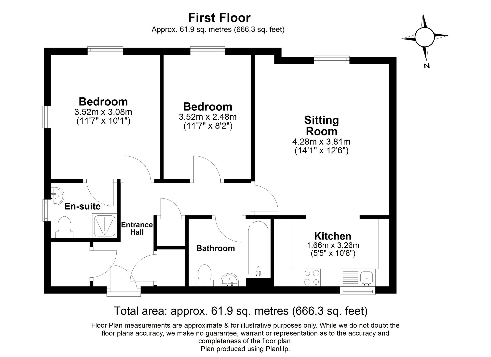 2 Bedroom Flat For Sale - Gillison Close, Letchworth Garden City, SG6 Floor Plan