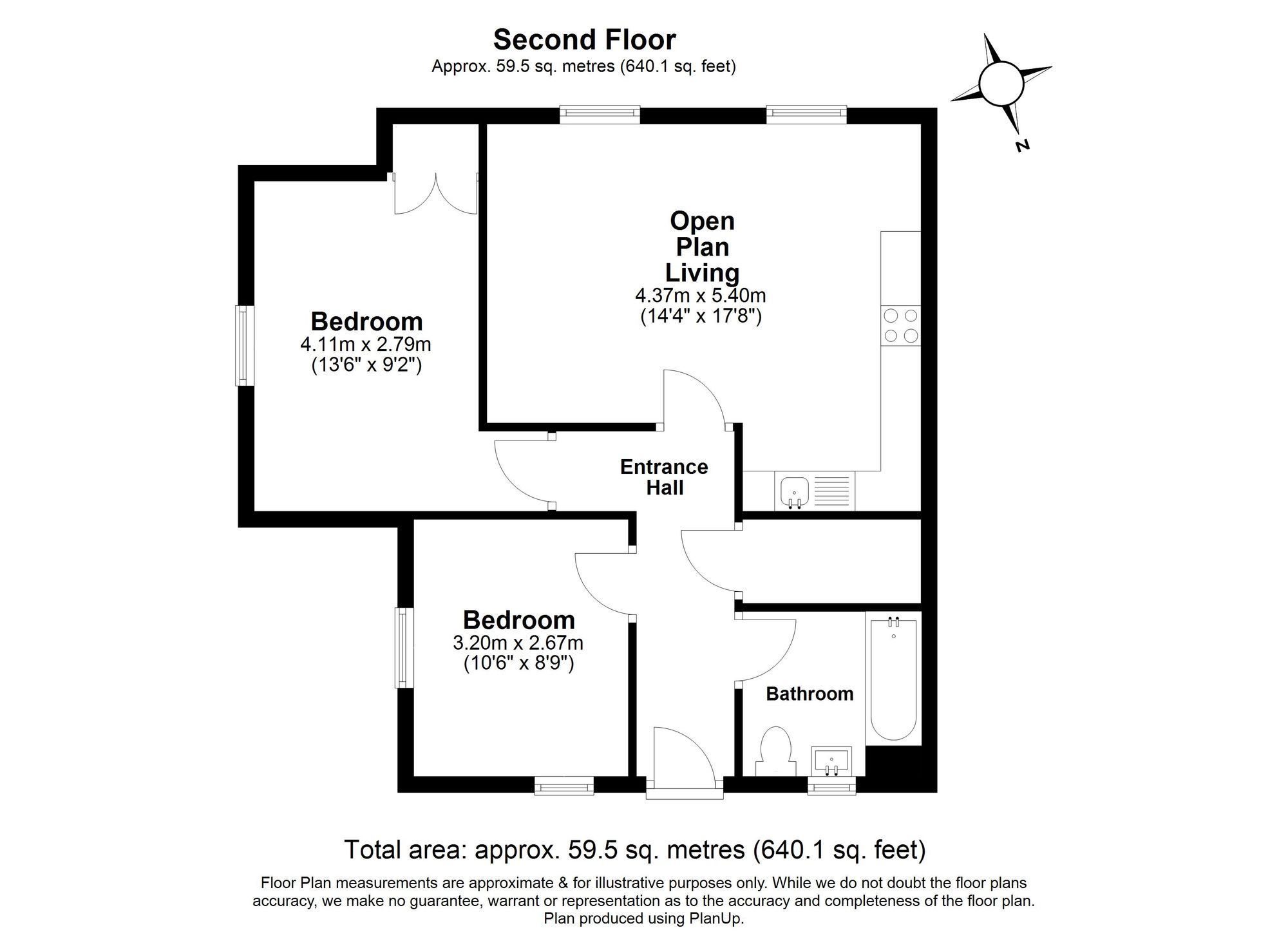 2 Bedroom Apartment For Sale - Paynes Park, Hitchin, SG5 Floor Plan