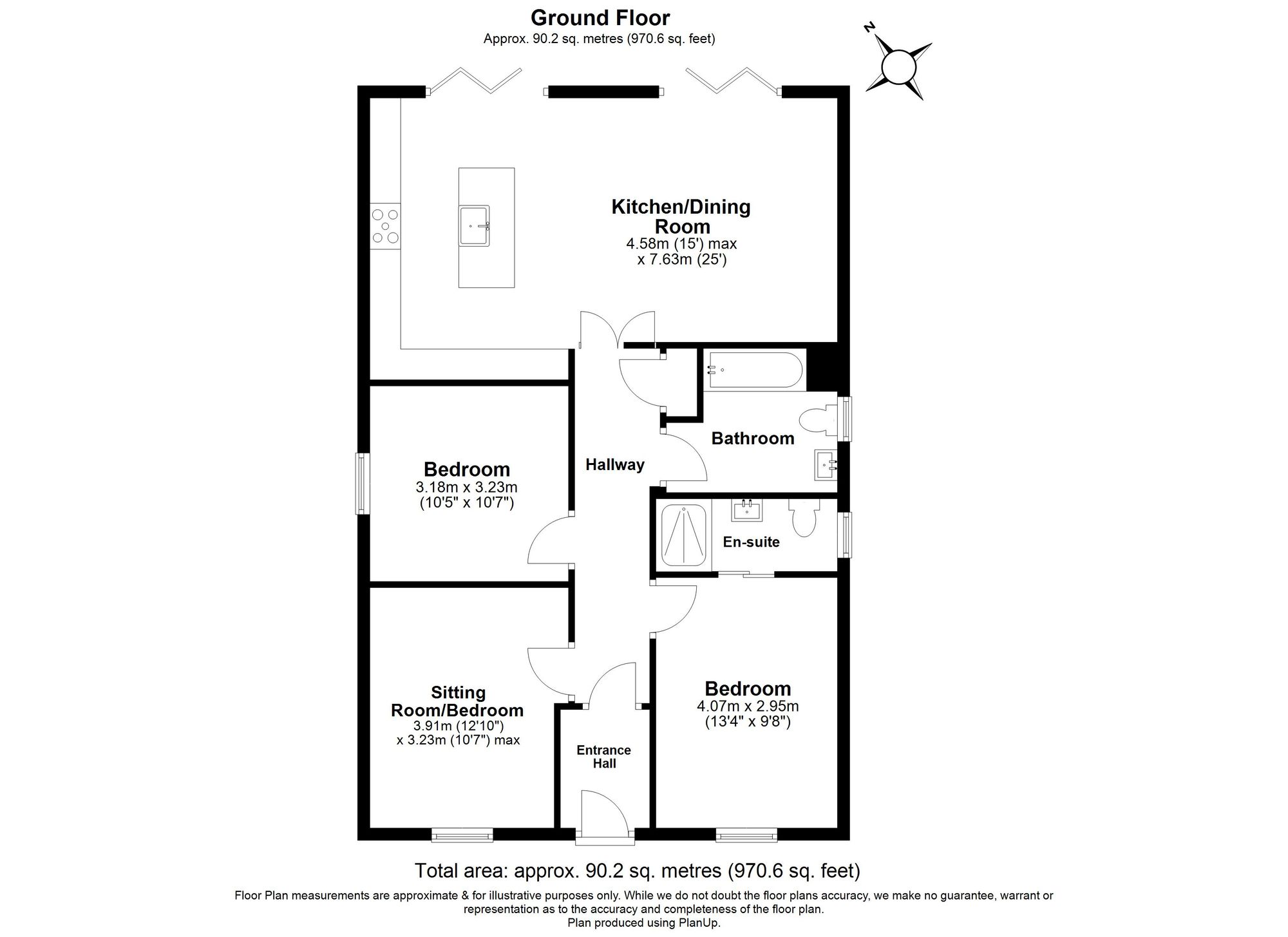 3 Bedroom Bungalow For Sale - Broad Street, SG17 Floor Plan