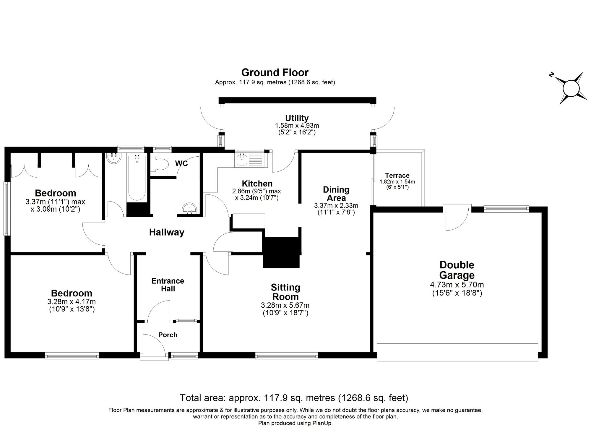 2 Bedroom Bungalow For Sale - Hawthorn Close, Hitchin, SG5 Floor Plan