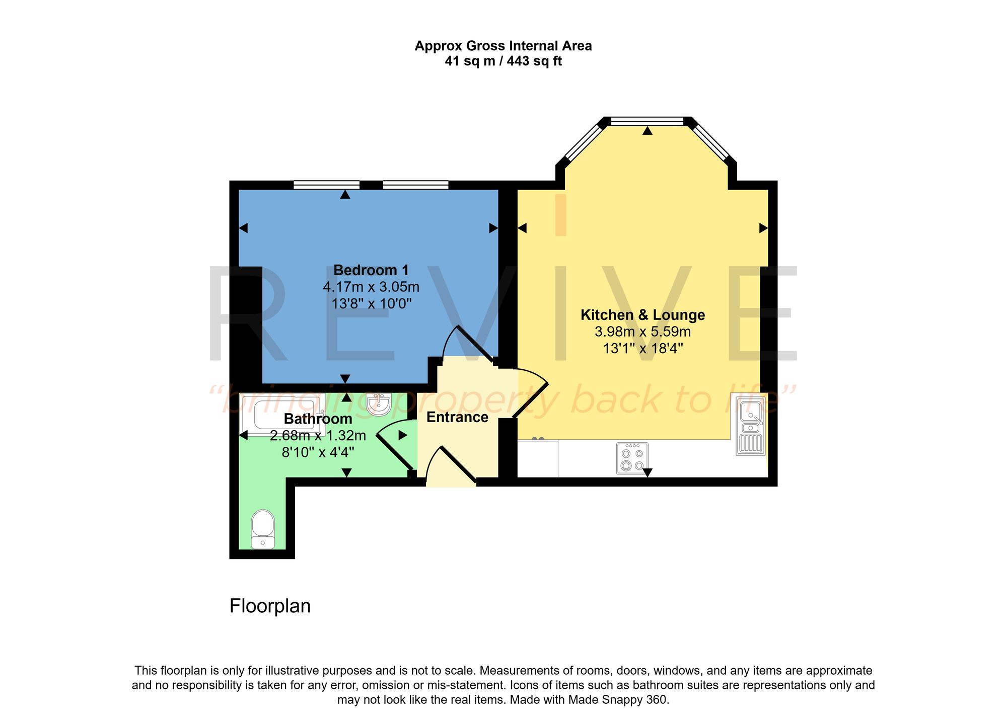 Floor plan for 1 Bedroom Flat, 10 Woodland Road, Birkenhead, CH42