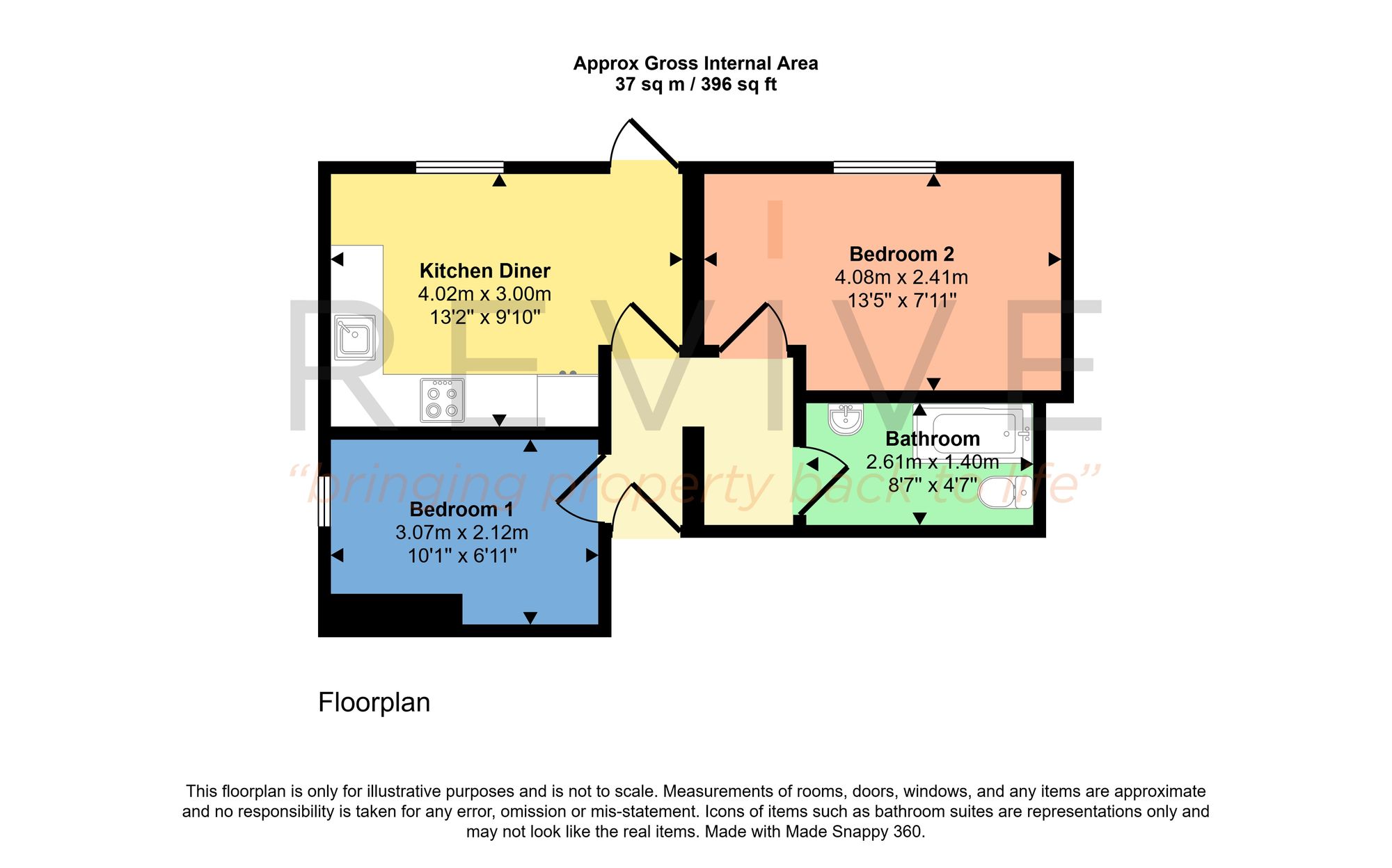 Floor plan for 2 Bedroom Flat, 10 Woodland Road, Birkenhead, CH42