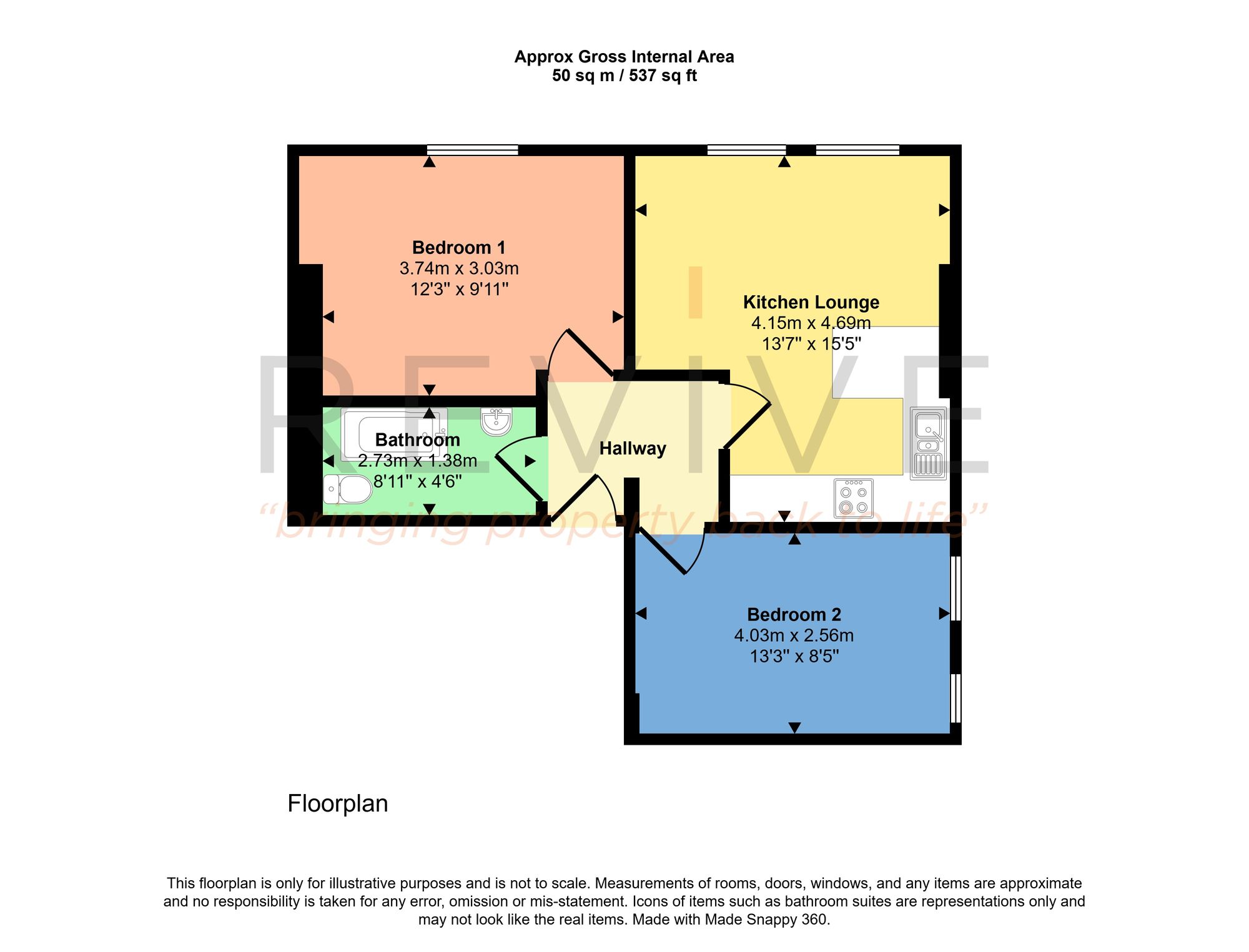 Floor plan for 2 Bedroom Flat, 10 Woodland Road, Birkenhead, CH42