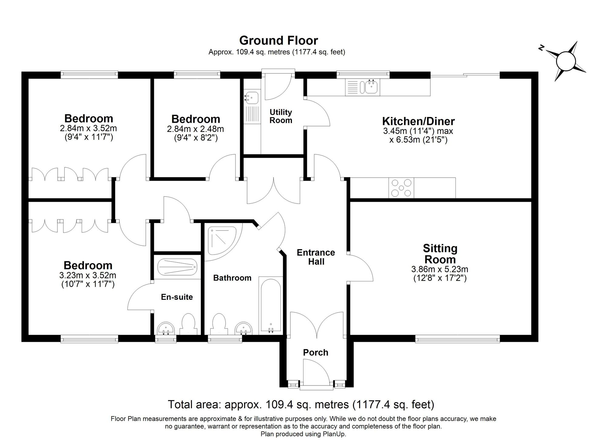 3 Bedroom Bungalow For Sale - St. Neots Road, Sandy, SG19 Floor Plan