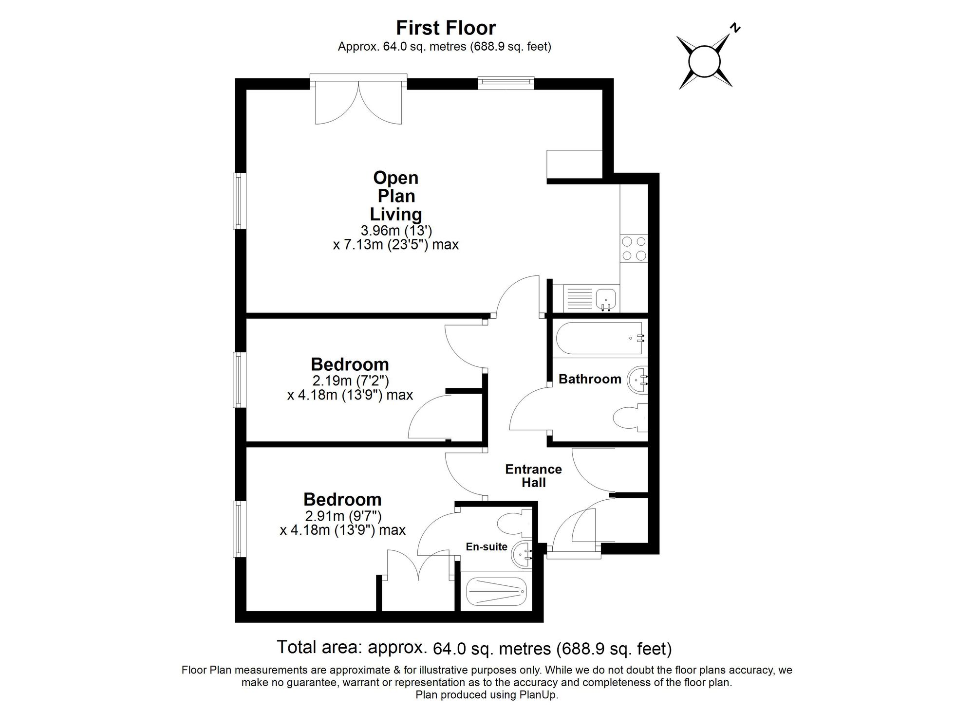 2 Bedroom Apartment For Sale - Nightingale Road, Starlings Bridge, SG5 Floor Plan