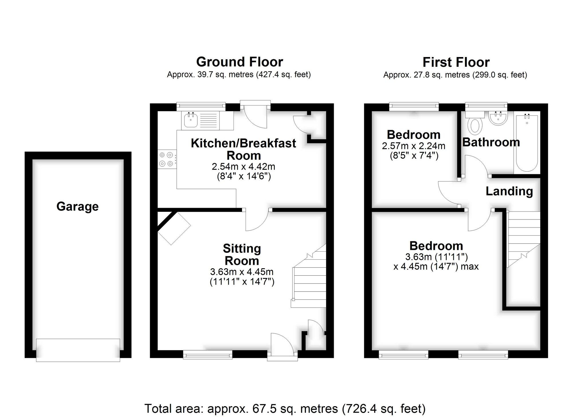 2 Bedroom House For Sale - The Heath, Breachwood Green, SG4 Floor Plan