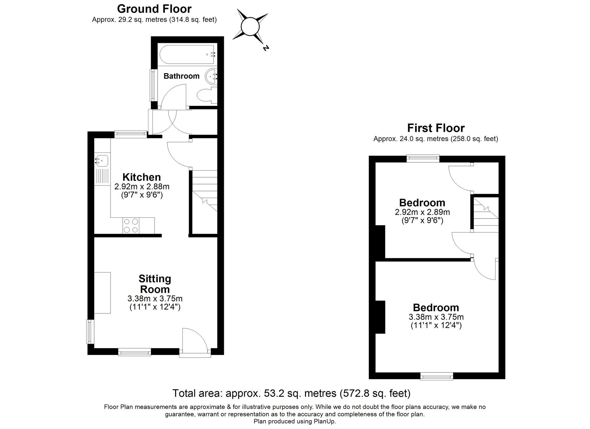 2 Bedroom House For Sale - Fakeswell Lane, Lower Stondon, SG16 Floor Plan