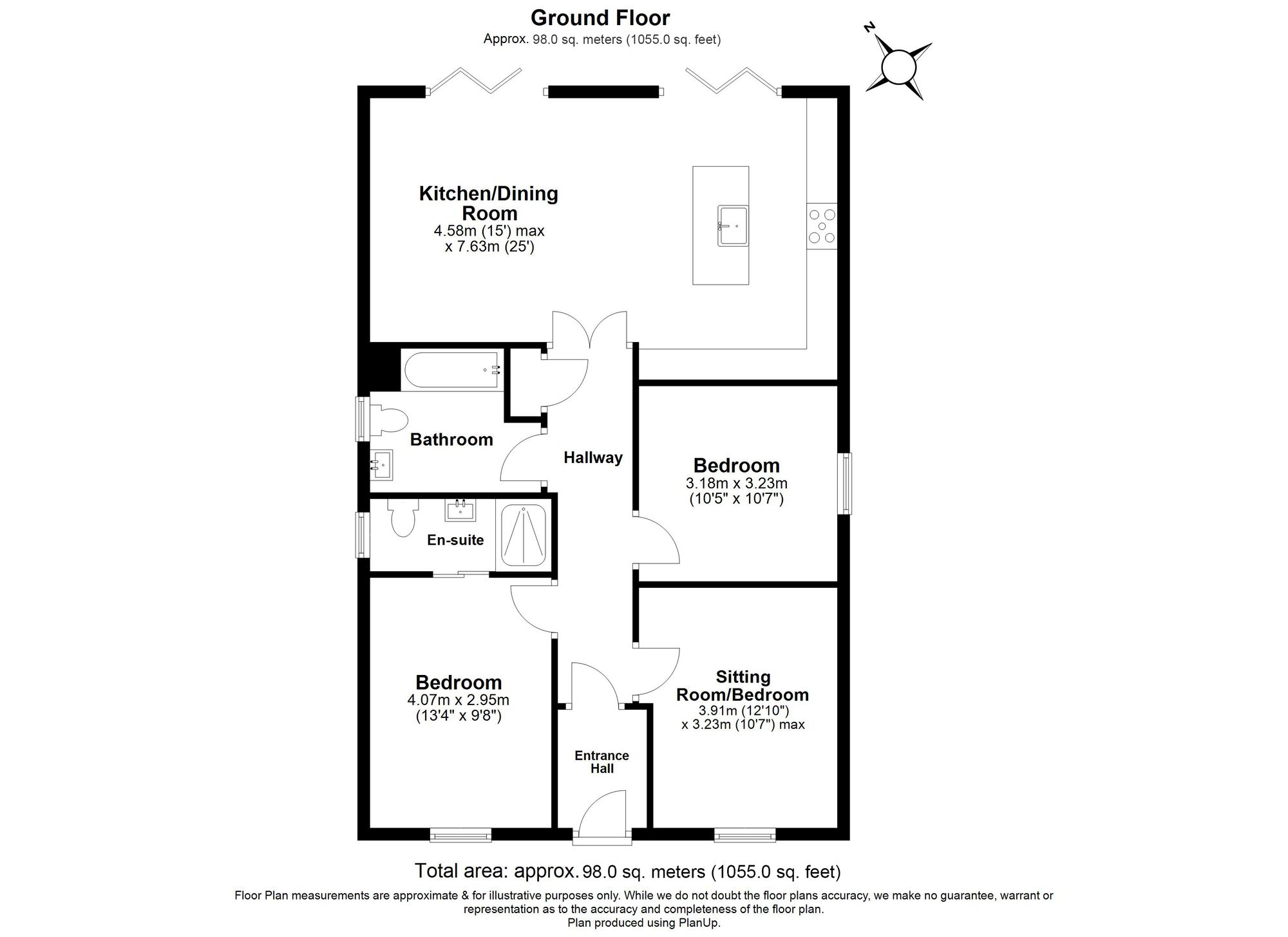 3 Bedroom Bungalow For Sale - Broad Street, SG17 Floor Plan