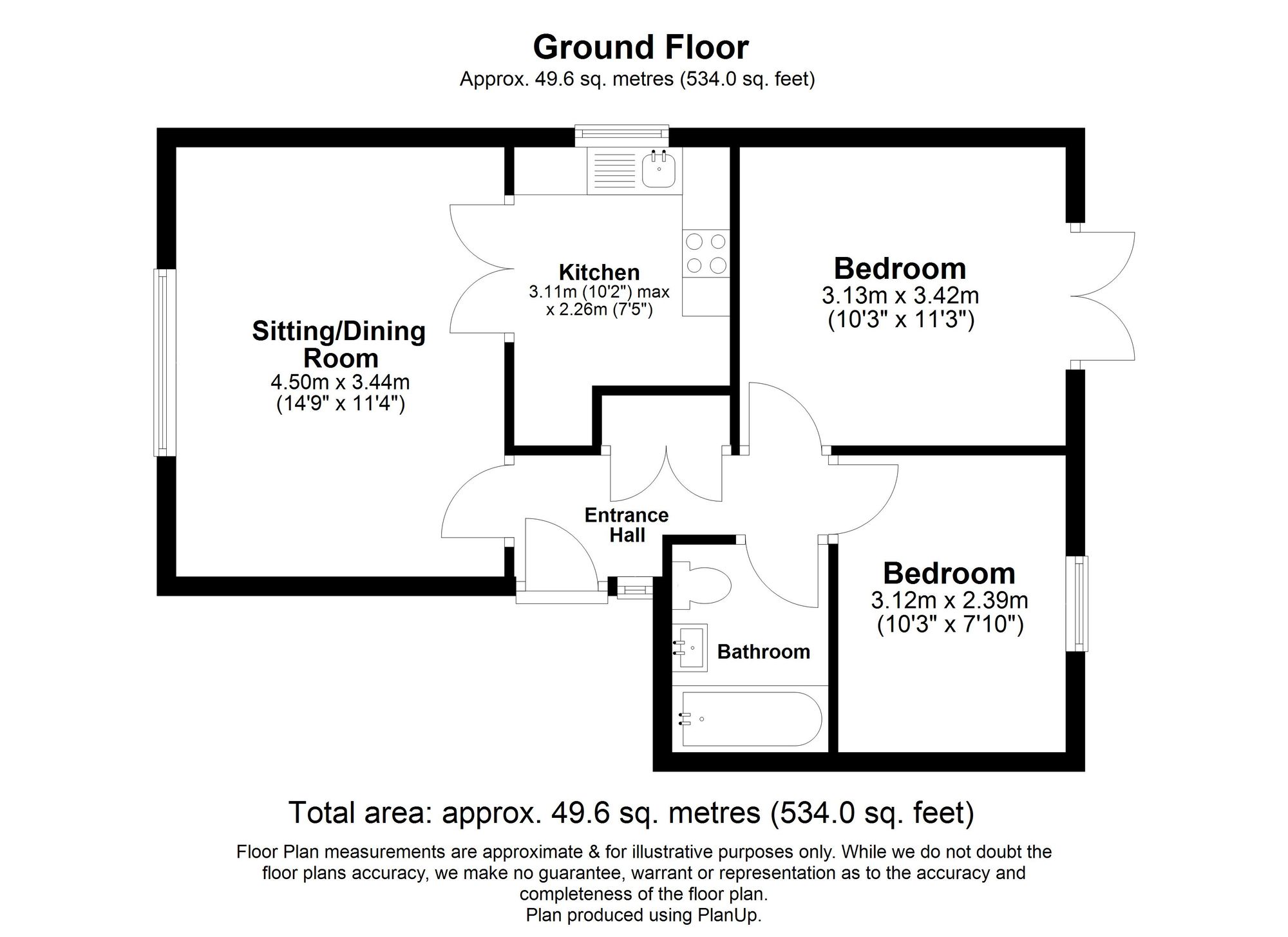 2 Bedroom Flat For Sale - Old Hale Way, Hitchin, SG5 Floor Plan