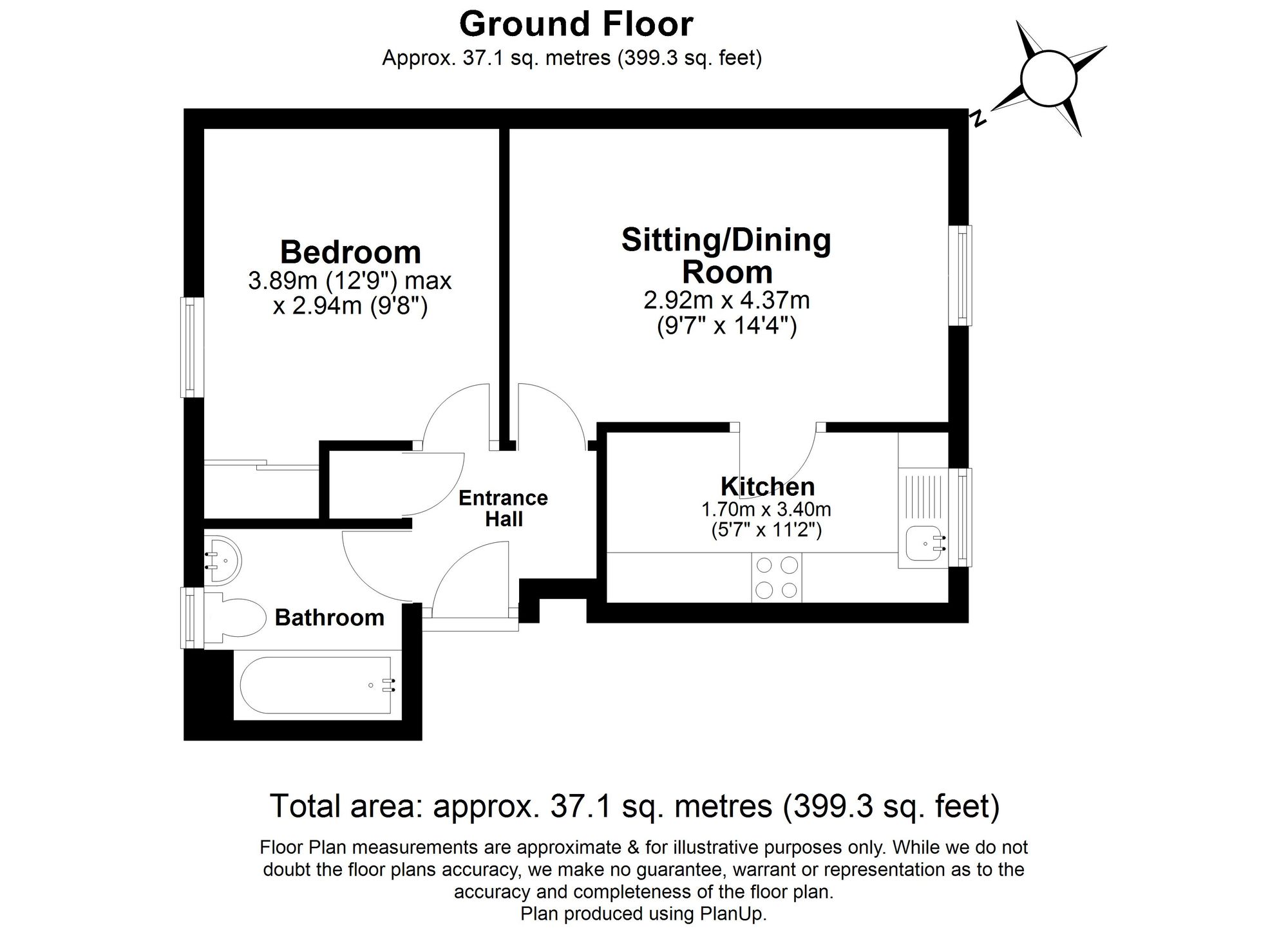 1 Bedroom Flat For Sale - Redoubt Close, Hitchin, SG4 Floor Plan
