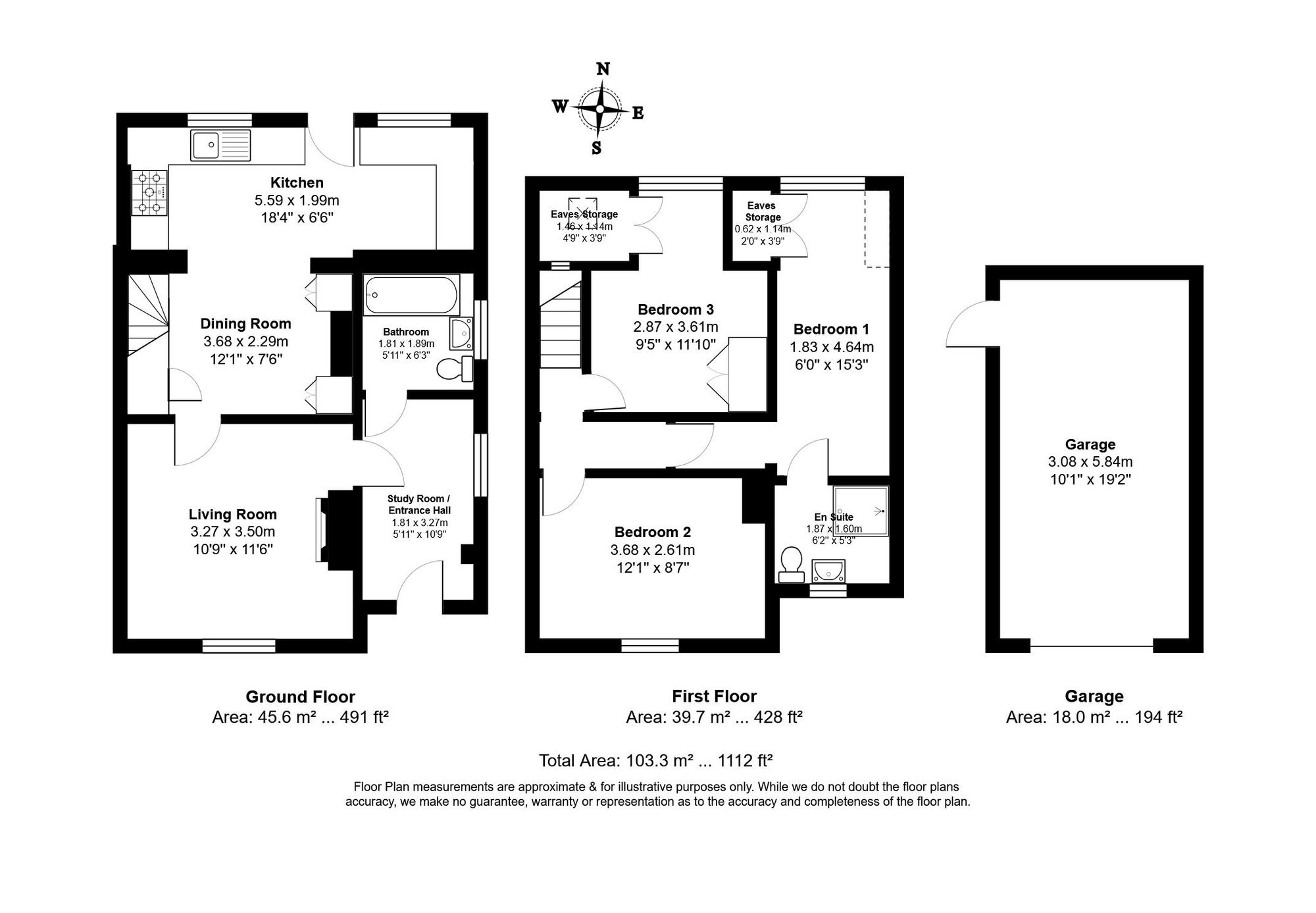 3 Bedroom House For Sale - Newtown, Henlow, SG16 Floor Plan