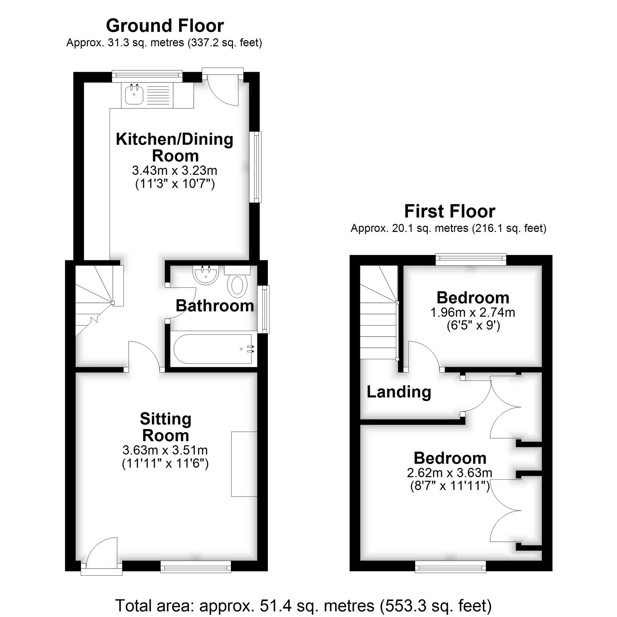 2 Bedroom House For Sale - Bury Road, Shillington, SG5 Floor Plan