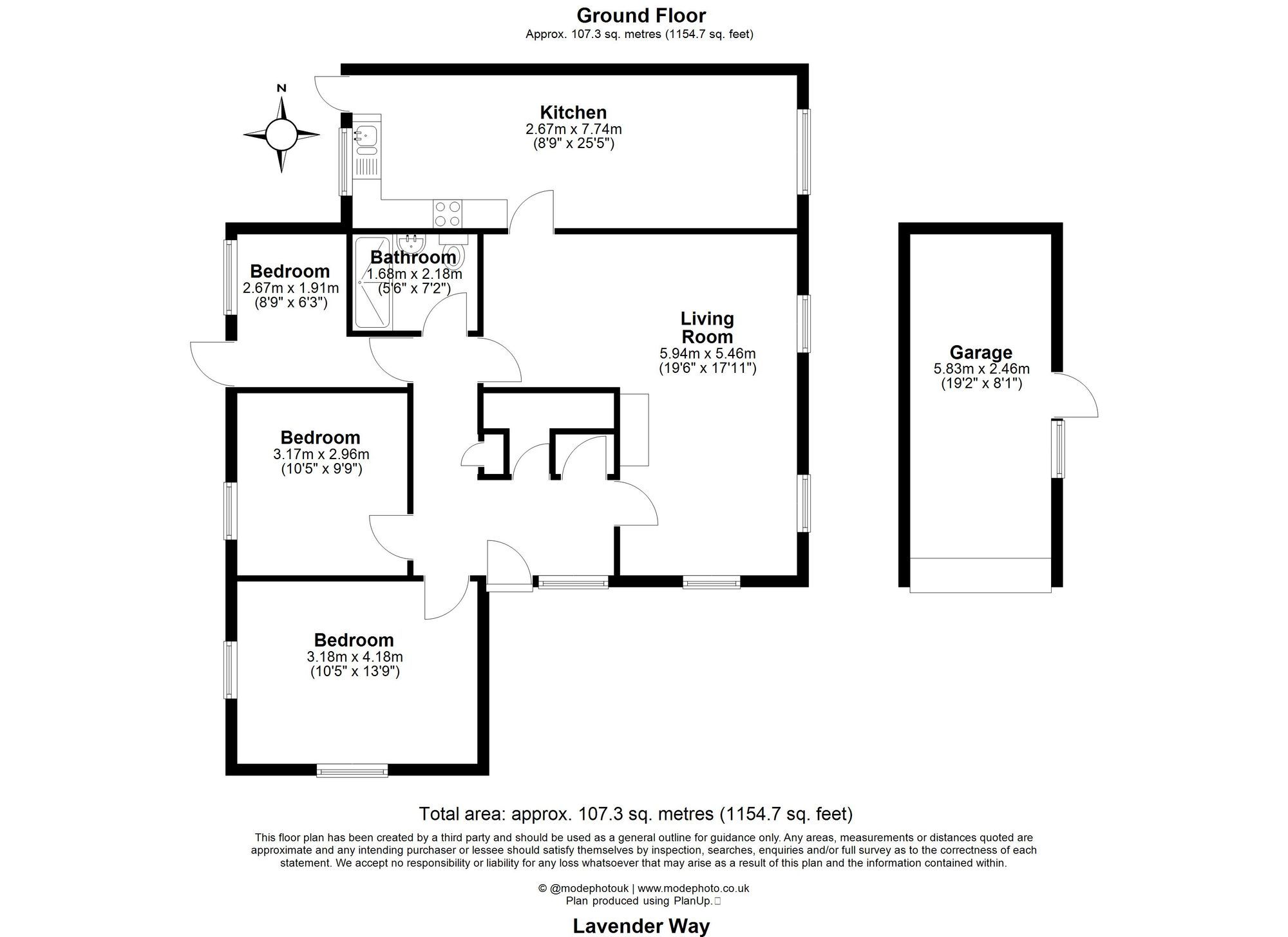3 Bedroom Bungalow For Sale - Lavender Way, Hitchin, SG5 Floor Plan