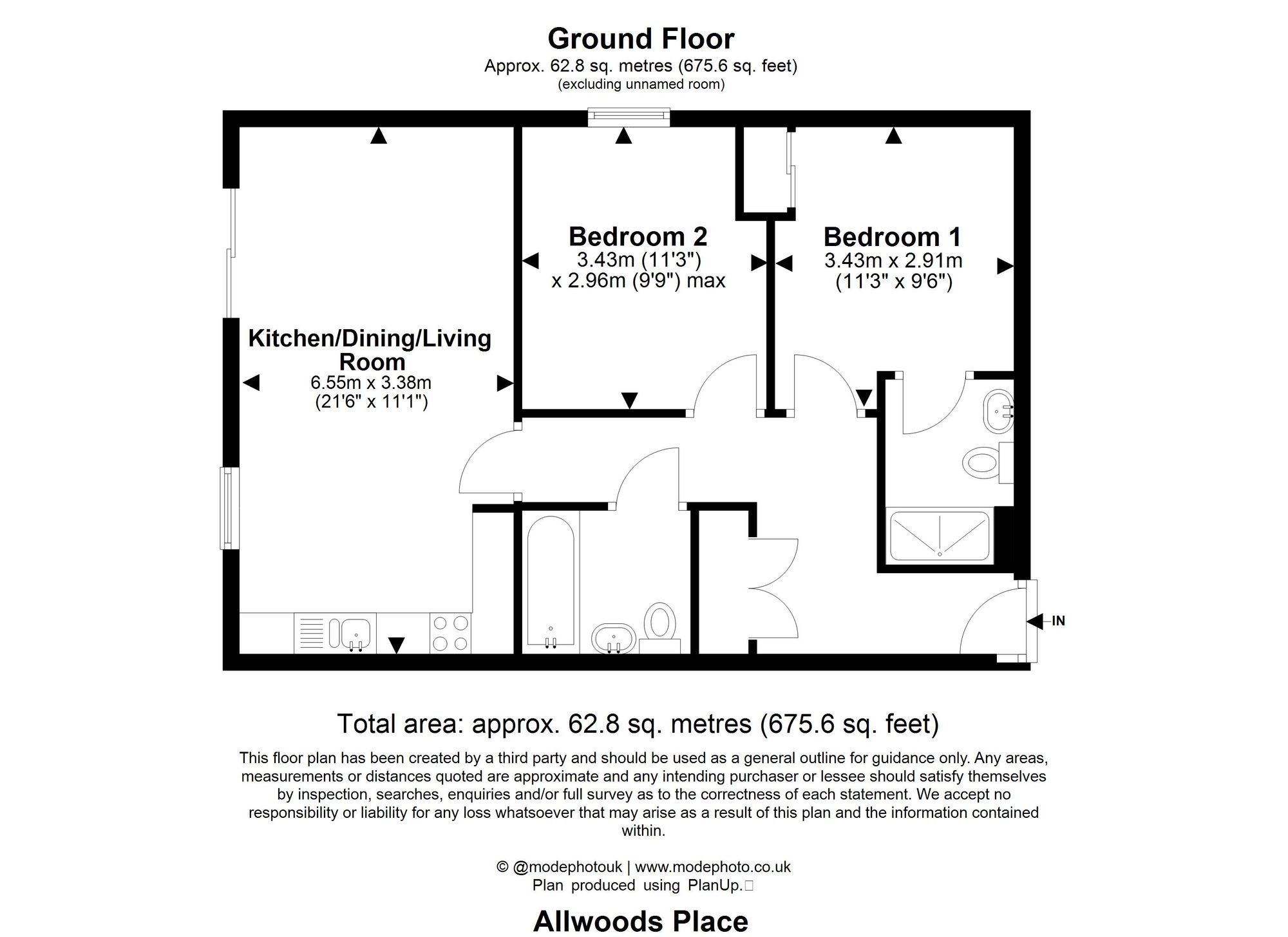 2 Bedroom Apartment For Sale - Allwoods Place, Hitchin, SG4 Floor Plan
