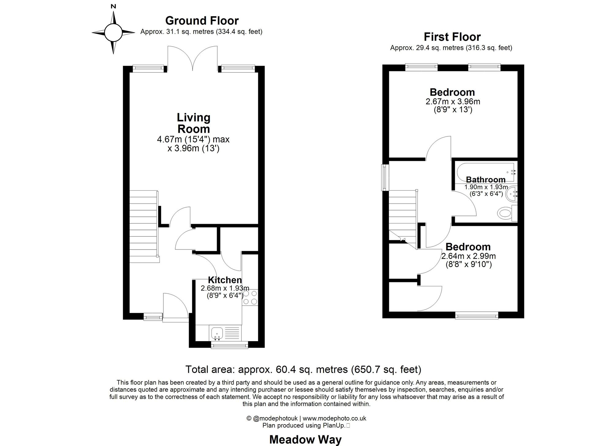 2 Bedroom House For Sale - Meadow Way, Offley, SG5 Floor Plan