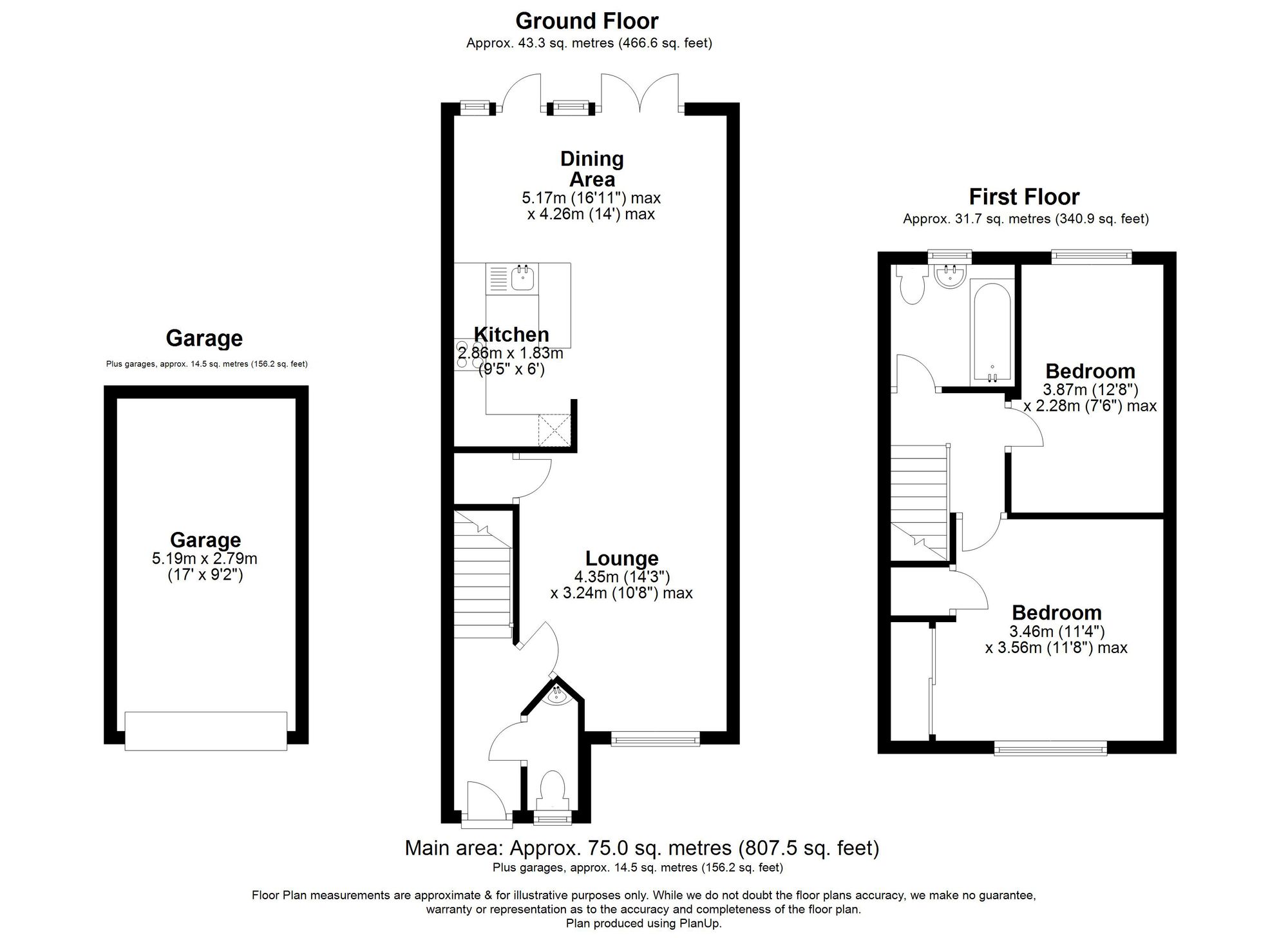 2 Bedroom House For Sale - Cleveland Way, Stevenage, SG1 Floor Plan
