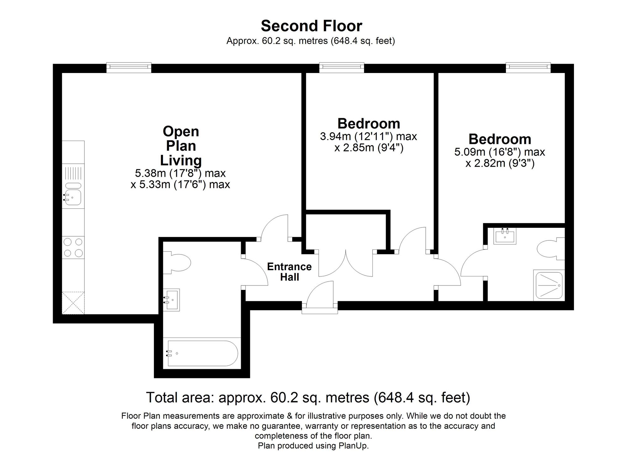 2 Bedroom Apartment For Sale - Leys Avenue, Letchworth Garden City, SG6 Floor Plan