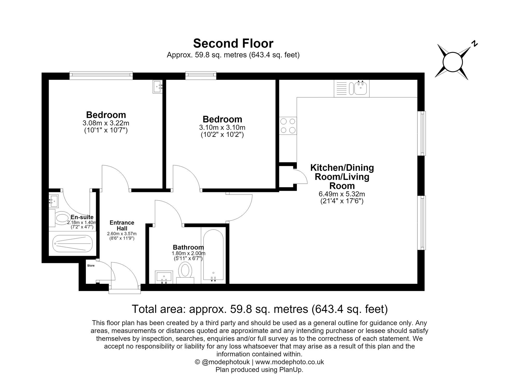 2 Bedroom Apartment For Sale - Eskil Paddock, Stotfold, SG5 Floor Plan