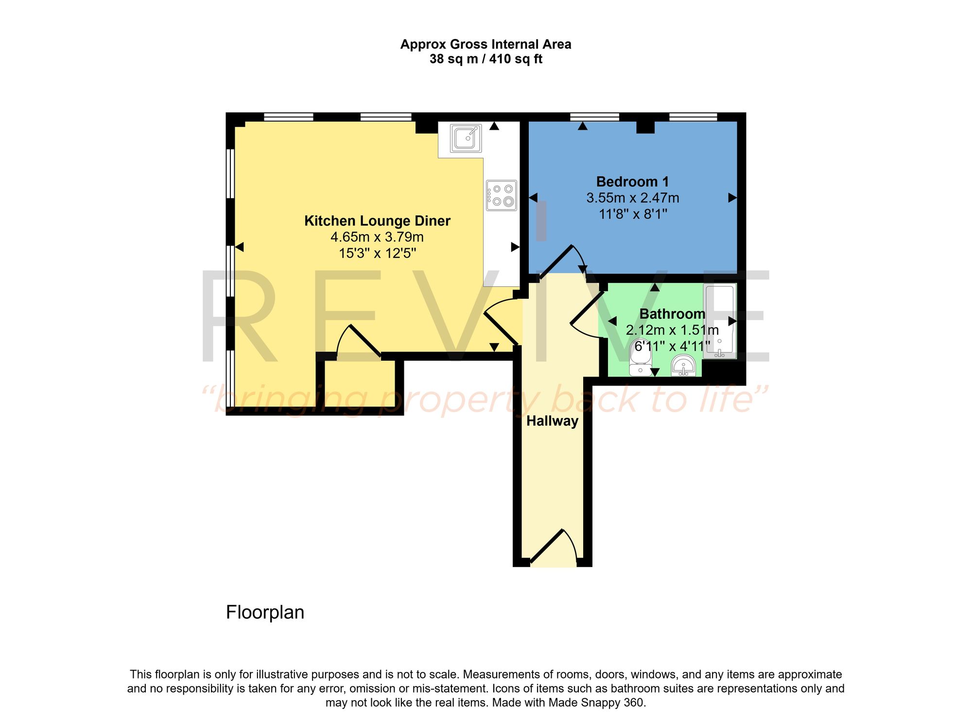 Floor plan for 1 Bedroom Flat, Neptune Place, Liverpool, L8