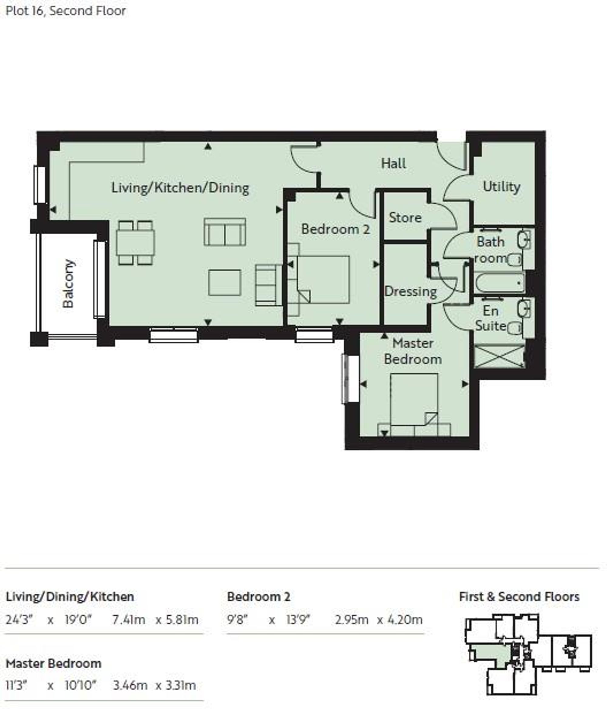 Floor Plan | Flat | Flat 16, Lindfield Place, 18 Farncombe Road, Worthing, BN11 2FQ | For Sale