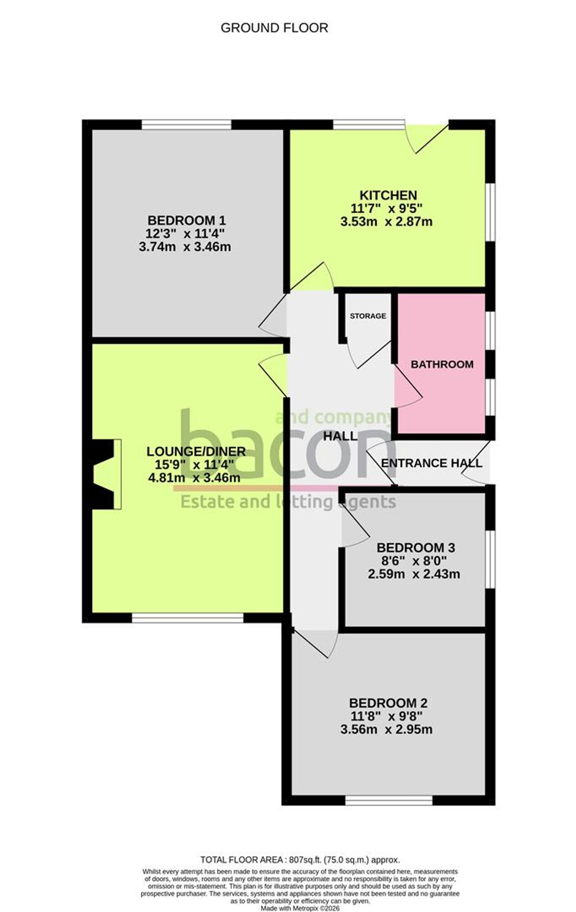Floor Plan | Bungalow | 34 Rackham Road, Worthing, BN13 1LL | For Sale