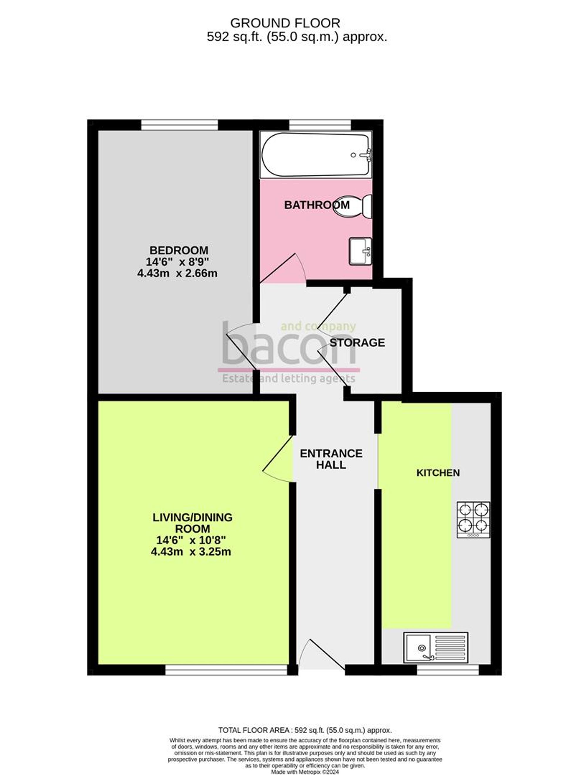 Floor Plan | Apartment | Flat 1, Old Coach House Belsize Close, Worthing, BN11 4RF | Sold - Subject to Contract