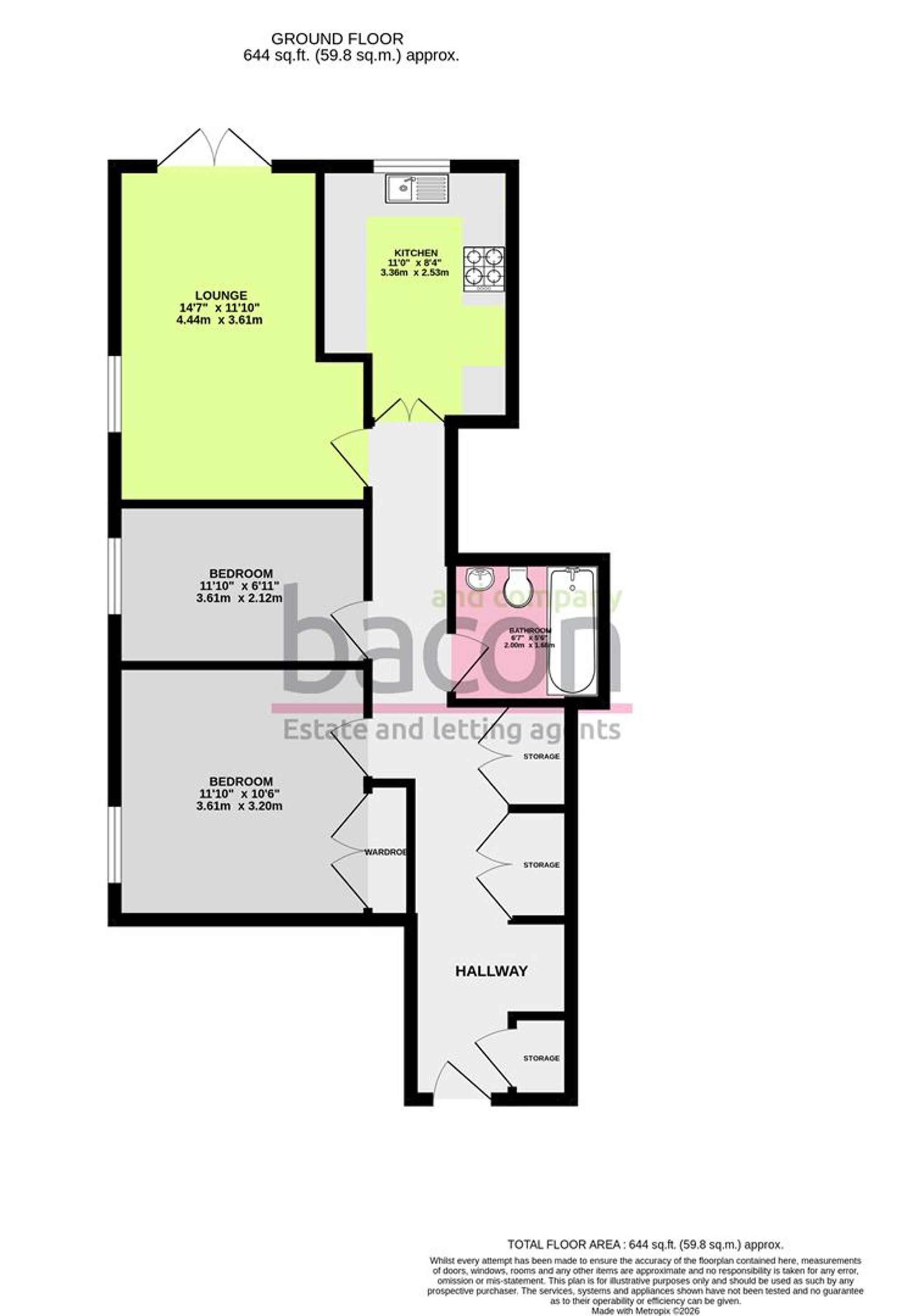 Floor Plan | Apartment | Flat 2, Westminster Court Brighton Road, Worthing, BN11 2EQ | For Sale