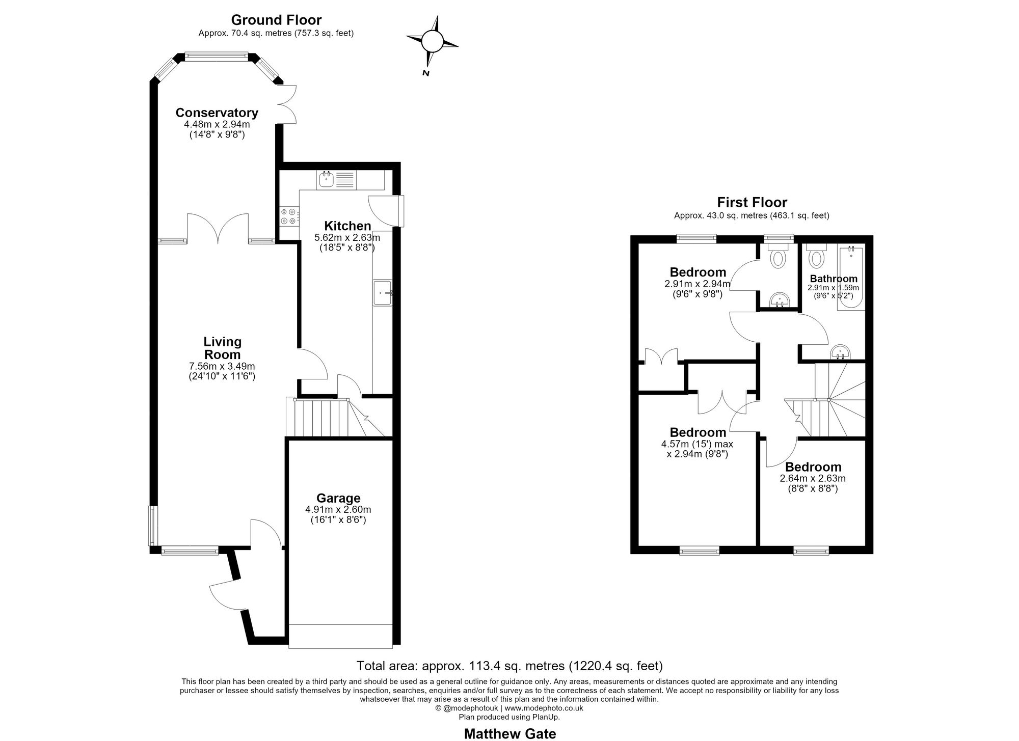 3 Bedroom House For Sale - Matthew Gate, Hitchin, SG4 Floor Plan