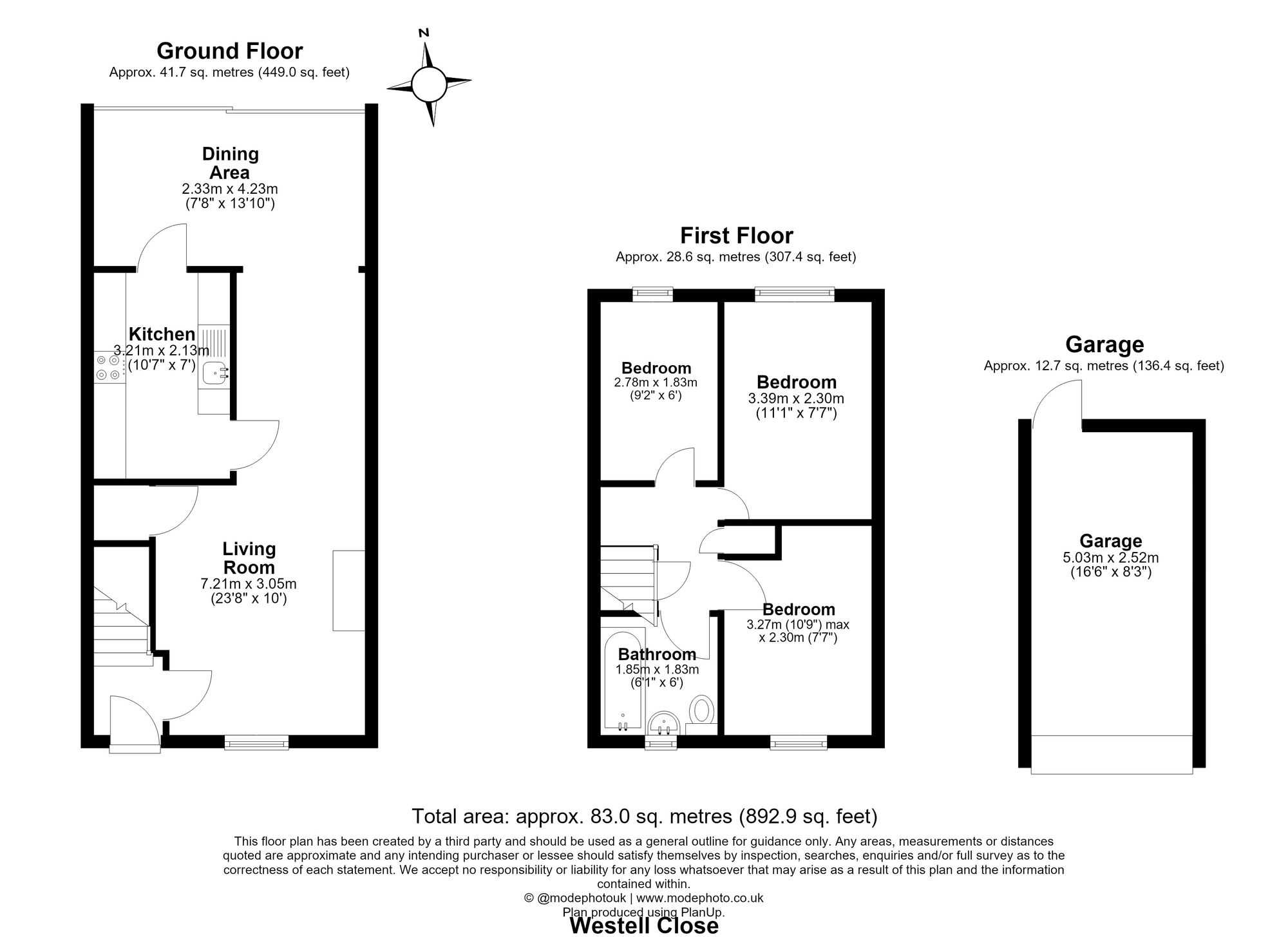 3 Bedroom House For Sale - Westell Close, Baldock, SG7 Floor Plan
