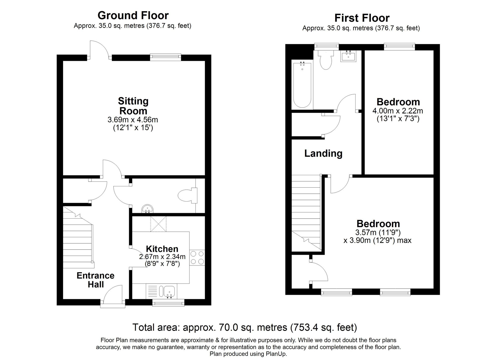 2 Bedroom House For Sale - Bates Avenue, Arlesey, SG15 Floor Plan