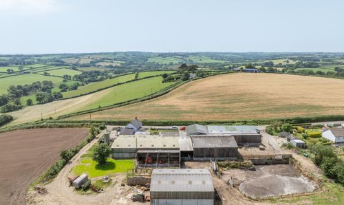 Aerial of farm buildings